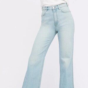 New Free People 70's pants jeans  high rise boot cut Jeans Glass Blue size 26